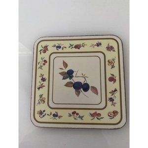 Vintage Royal Worcester Evesham Cork Backed Coasters Set Of 6 In Box 4.25" w Box